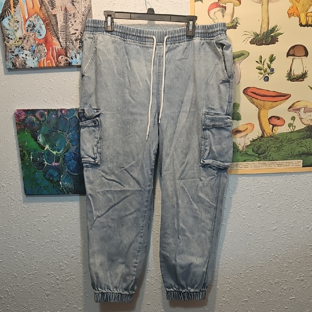Wild Fable Light Blue  Denim Cargo Joggers Womens XL